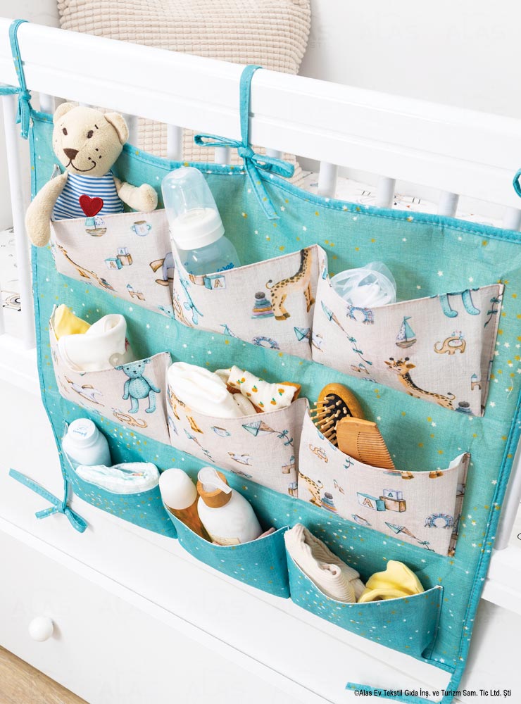 Baby Crib Side Organizer with 9 Pockets