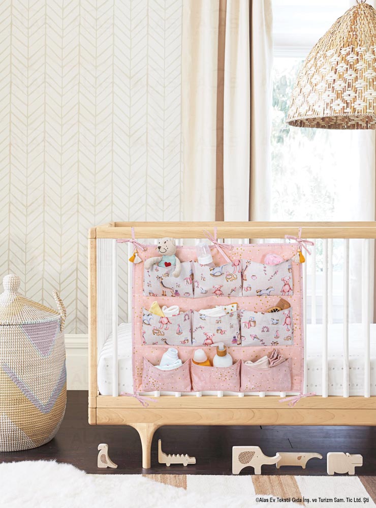 Baby Crib Side Organizer with 9 Pockets