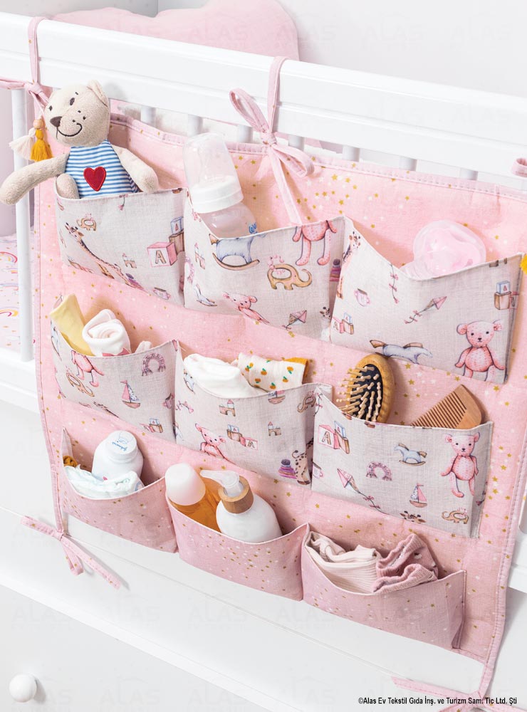 Baby Crib Side Organizer with 9 Pockets